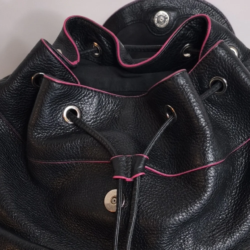 Coach Black and Purple Backpack with Pebbled Texture F12014
